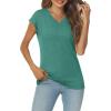 imageAUTOMET V Neck T Shirts for Women Spring Summer Fall Tops Teacher Work Business Dressy Casual Blouses Basic Tees Boho FashionLakegreen