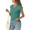 imageAUTOMET V Neck T Shirts for Women Spring Summer Fall Tops Teacher Work Business Dressy Casual Blouses Basic Tees Boho FashionLakegreen