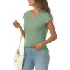 imageAUTOMET V Neck T Shirts for Women Spring Summer Fall Tops Teacher Work Business Dressy Casual Blouses Basic Tees Boho FashionLightgreen