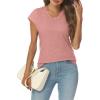 imageAUTOMET V Neck T Shirts for Women Spring Summer Fall Tops Teacher Work Business Dressy Casual Blouses Basic Tees Boho FashionPink