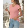 imageAUTOMET V Neck T Shirts for Women Spring Summer Fall Tops Teacher Work Business Dressy Casual Blouses Basic Tees Boho FashionPink