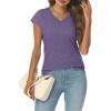 imageAUTOMET V Neck T Shirts for Women Spring Summer Fall Tops Teacher Work Business Dressy Casual Blouses Basic Tees Boho FashionPurple