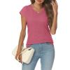 imageAUTOMET V Neck T Shirts for Women Spring Summer Fall Tops Teacher Work Business Dressy Casual Blouses Basic Tees Boho FashionRed
