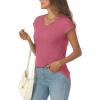 imageAUTOMET V Neck T Shirts for Women Spring Summer Fall Tops Teacher Work Business Dressy Casual Blouses Basic Tees Boho FashionRed