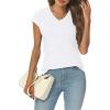 imageAUTOMET V Neck T Shirts for Women Spring Summer Fall Tops Teacher Work Business Dressy Casual Blouses Basic Tees Boho FashionWhite