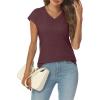imageAUTOMET V Neck T Shirts for Women Spring Summer Fall Tops Teacher Work Business Dressy Casual Blouses Basic Tees Boho FashionWinered