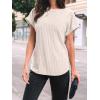 imageAUTOMET Women Textured Shirts Fall Sweaters Loose Fit Short Sleeve Tunic Tops 2025 Dressy Casual Business BlousesApricot