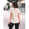 imageAUTOMET Women Textured Shirts Fall Sweaters Loose Fit Short Sleeve Tunic Tops 2025 Dressy Casual Business BlousesApricot