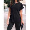 imageAUTOMET Women Textured Shirts Fall Sweaters Loose Fit Short Sleeve Tunic Tops 2025 Dressy Casual Business BlousesBlack