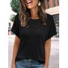 imageAUTOMET Women Textured Shirts Fall Sweaters Loose Fit Short Sleeve Tunic Tops 2025 Dressy Casual Business BlousesBlack