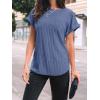 imageAUTOMET Women Textured Shirts Fall Sweaters Loose Fit Short Sleeve Tunic Tops 2025 Dressy Casual Business BlousesBlue