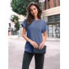 imageAUTOMET Women Textured Shirts Fall Sweaters Loose Fit Short Sleeve Tunic Tops 2025 Dressy Casual Business BlousesBlue