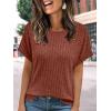 imageAUTOMET Women Textured Shirts Fall Sweaters Loose Fit Short Sleeve Tunic Tops 2025 Dressy Casual Business BlousesBrown