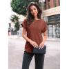 imageAUTOMET Women Textured Shirts Fall Sweaters Loose Fit Short Sleeve Tunic Tops 2025 Dressy Casual Business BlousesBrown