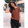 imageAUTOMET Women Textured Shirts Fall Sweaters Loose Fit Short Sleeve Tunic Tops 2025 Dressy Casual Business BlousesBrown