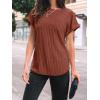 imageAUTOMET Women Textured Shirts Fall Sweaters Loose Fit Short Sleeve Tunic Tops 2025 Dressy Casual Business BlousesBrown