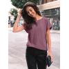 imageAUTOMET Women Textured Shirts Fall Sweaters Loose Fit Short Sleeve Tunic Tops 2025 Dressy Casual Business BlousesBurgundy