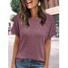 imageAUTOMET Women Textured Shirts Fall Sweaters Loose Fit Short Sleeve Tunic Tops 2025 Dressy Casual Business BlousesBurgundy