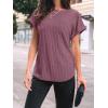 imageAUTOMET Women Textured Shirts Fall Sweaters Loose Fit Short Sleeve Tunic Tops 2025 Dressy Casual Business BlousesBurgundy