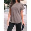 imageAUTOMET Women Textured Shirts Fall Sweaters Loose Fit Short Sleeve Tunic Tops 2025 Dressy Casual Business BlousesCoffee