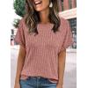 imageAUTOMET Women Textured Shirts Fall Sweaters Loose Fit Short Sleeve Tunic Tops 2025 Dressy Casual Business BlousesCoral