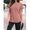 imageAUTOMET Women Textured Shirts Fall Sweaters Loose Fit Short Sleeve Tunic Tops 2025 Dressy Casual Business BlousesCoral