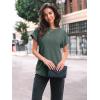 imageAUTOMET Women Textured Shirts Fall Sweaters Loose Fit Short Sleeve Tunic Tops 2025 Dressy Casual Business BlousesGreen