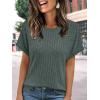 imageAUTOMET Women Textured Shirts Fall Sweaters Loose Fit Short Sleeve Tunic Tops 2025 Dressy Casual Business BlousesGreen
