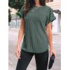 imageAUTOMET Women Textured Shirts Fall Sweaters Loose Fit Short Sleeve Tunic Tops 2025 Dressy Casual Business BlousesGreen