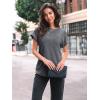 imageAUTOMET Women Textured Shirts Fall Sweaters Loose Fit Short Sleeve Tunic Tops 2025 Dressy Casual Business BlousesGrey
