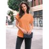 imageAUTOMET Women Textured Shirts Fall Sweaters Loose Fit Short Sleeve Tunic Tops 2025 Dressy Casual Business BlousesOrange