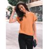 imageAUTOMET Women Textured Shirts Fall Sweaters Loose Fit Short Sleeve Tunic Tops 2025 Dressy Casual Business BlousesOrange
