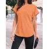 imageAUTOMET Women Textured Shirts Fall Sweaters Loose Fit Short Sleeve Tunic Tops 2025 Dressy Casual Business BlousesOrange