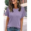 imageAUTOMET Women Textured Shirts Fall Sweaters Loose Fit Short Sleeve Tunic Tops 2025 Dressy Casual Business BlousesPurple