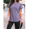 imageAUTOMET Women Textured Shirts Fall Sweaters Loose Fit Short Sleeve Tunic Tops 2025 Dressy Casual Business BlousesPurple