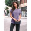 imageAUTOMET Women Textured Shirts Fall Sweaters Loose Fit Short Sleeve Tunic Tops 2025 Dressy Casual Business BlousesPurple