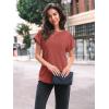 imageAUTOMET Women Textured Shirts Fall Sweaters Loose Fit Short Sleeve Tunic Tops 2025 Dressy Casual Business BlousesRed