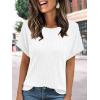 imageAUTOMET Women Textured Shirts Fall Sweaters Loose Fit Short Sleeve Tunic Tops 2025 Dressy Casual Business BlousesWhite