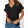 imageAUTOMET Women Tops Summer Sweaters Short Sleeve V Neck Shirts 2025 Spring Fashion Dressy Casual Business Tunic BlousesBlack