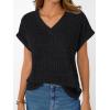 imageAUTOMET Women Tops Summer Sweaters Short Sleeve V Neck Shirts 2025 Spring Fashion Dressy Casual Business Tunic BlousesBlack