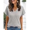 imageAUTOMET Women Tops Summer Sweaters Short Sleeve V Neck Shirts 2025 Spring Fashion Dressy Casual Business Tunic BlousesLightgrey