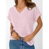 imageAUTOMET Women Tops Summer Sweaters Short Sleeve V Neck Shirts 2025 Spring Fashion Dressy Casual Business Tunic BlousesPink