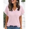 imageAUTOMET Women Tops Summer Sweaters Short Sleeve V Neck Shirts 2025 Spring Fashion Dressy Casual Business Tunic BlousesPink