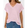 imageAUTOMET Women Tops Summer Sweaters Short Sleeve V Neck Shirts 2025 Spring Fashion Dressy Casual Business Tunic BlousesPink