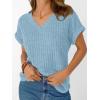 imageAUTOMET Women Tops Summer Sweaters Short Sleeve V Neck Shirts 2025 Spring Fashion Dressy Casual Business Tunic BlousesSkyblue