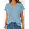 imageAUTOMET Women Tops Summer Sweaters Short Sleeve V Neck Shirts 2025 Spring Fashion Dressy Casual Business Tunic BlousesSkyblue