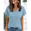 imageAUTOMET Women Tops Summer Sweaters Short Sleeve V Neck Shirts 2025 Spring Fashion Dressy Casual Business Tunic BlousesSkyblue