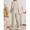 imageAUTOMET Womens 2 Piece Sweatsuits Outfit Lounge Sets Side Slit Sweatshirt Wide Leg Tracksuit Travel Loungewear with PocketsApricot
