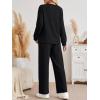 imageAUTOMET Womens 2 Piece Sweatsuits Outfit Lounge Sets Side Slit Sweatshirt Wide Leg Tracksuit Travel Loungewear with PocketsBlack
