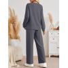 imageAUTOMET Womens 2 Piece Sweatsuits Outfit Lounge Sets Side Slit Sweatshirt Wide Leg Tracksuit Travel Loungewear with PocketsDark Grey